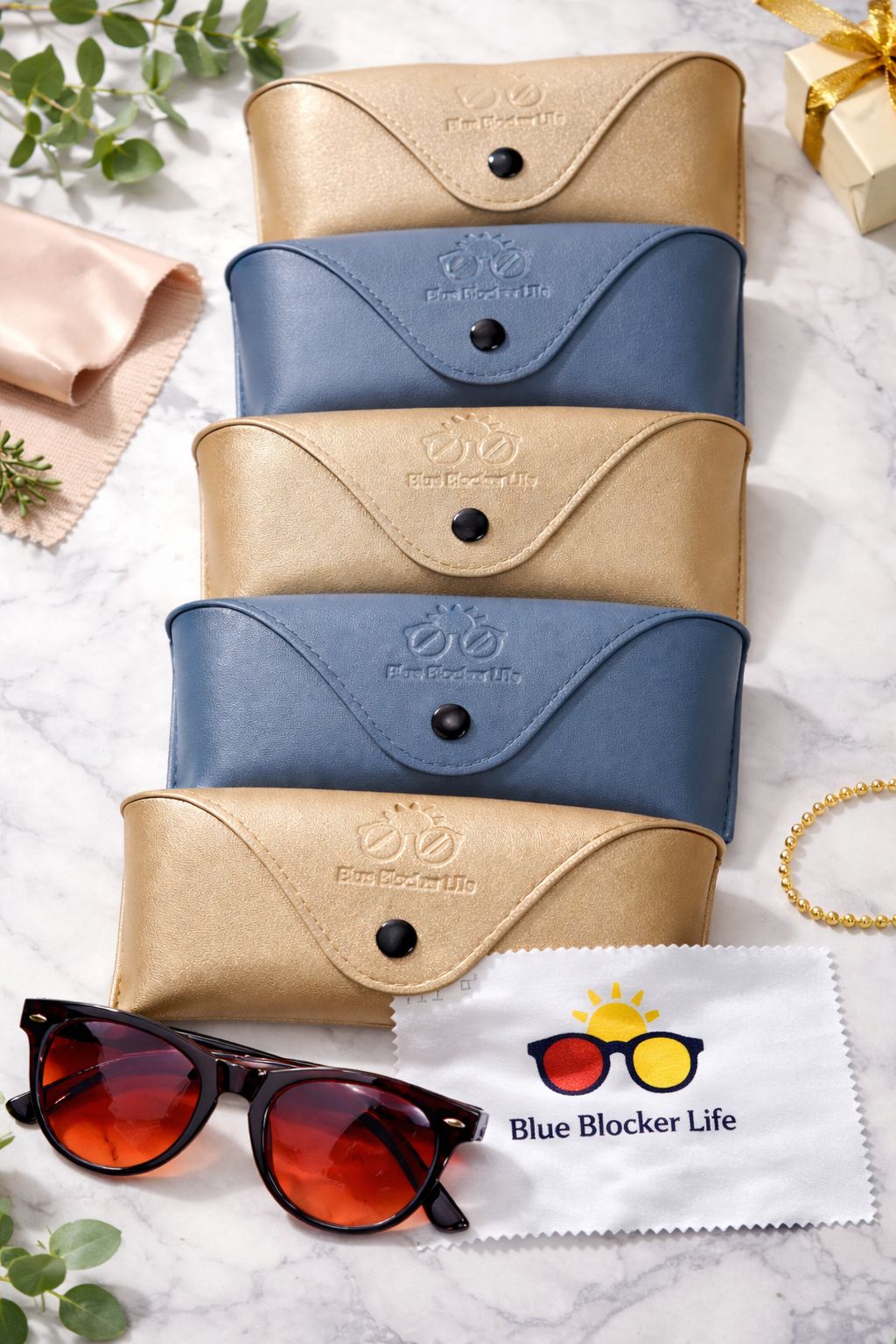 Fundas para gafas-Doradas y Azules